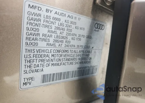 2018 Audi Q7 Prestige из США, поврежденный, VIN WA1VABF70JD024371